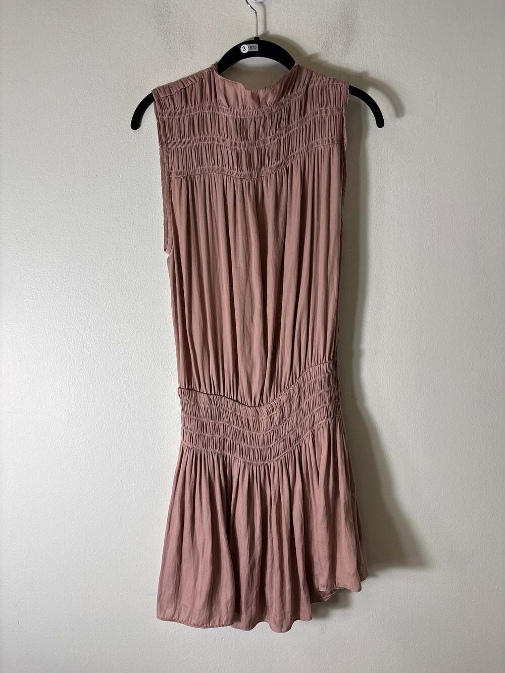 DO+BE Taupe Sleeveless Smocked Waist Dress Sz L